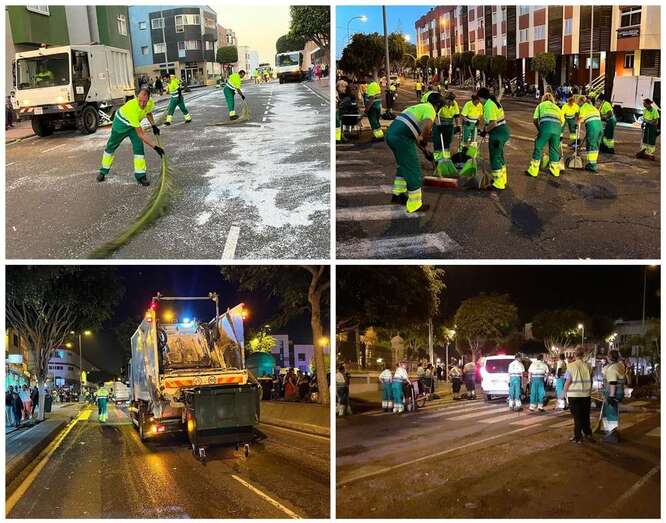 Imágenes del servicio de limpieza desplegado tras la cabalgata/TA.